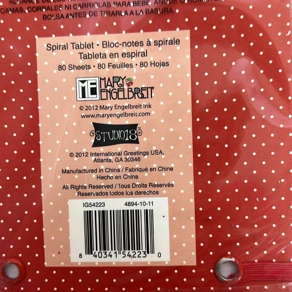 Mary Engelbreit “One Spark of Imagination” Spiral Notebook 2012 New in Package